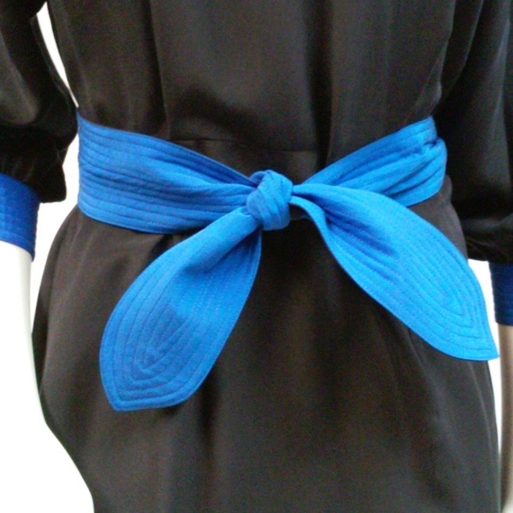 80s Black 100% Silk Dress Asian Inspired Secretary Party Cocktail Dress - Picture 6 of 10